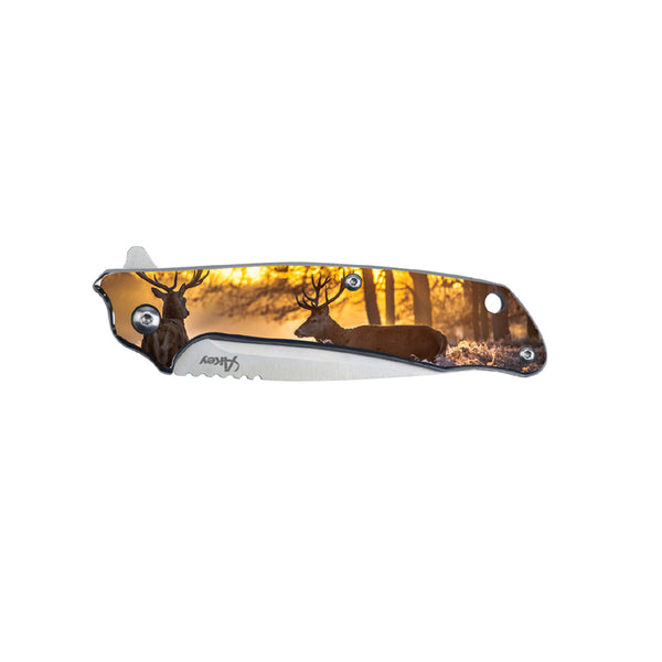 Red Deer frame lock hunting knife