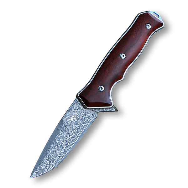A4110 Damascus Sandal wood pocket knife