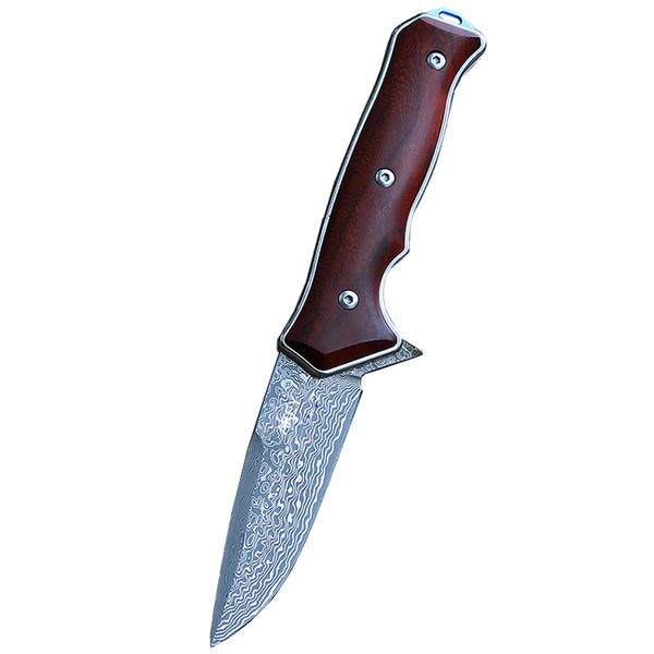 A4110 Damascus Sandal wood pocket knife