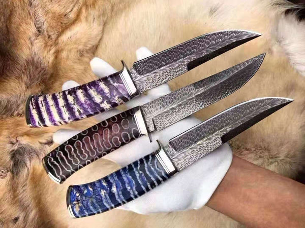 A4818 Feather Damascus Fixed Blade