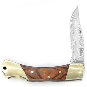 Damascus Clip Blade Lockback