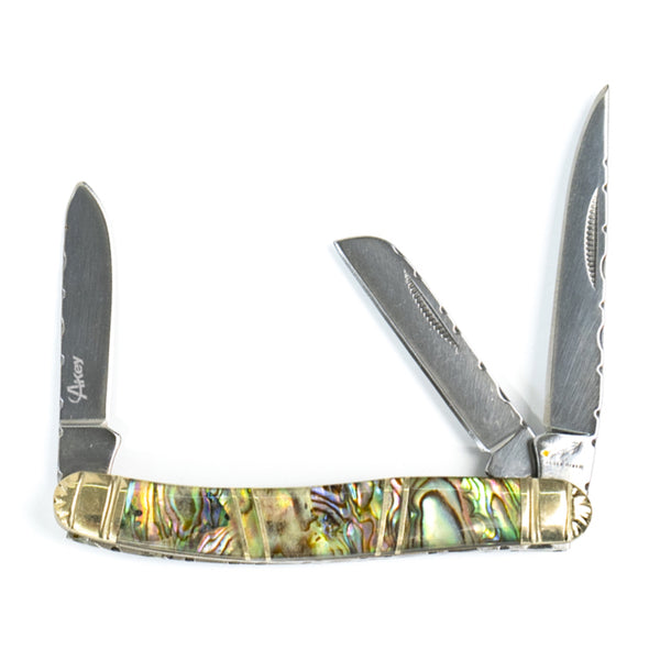Smooth Abalone Pearl Stockman Knife