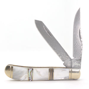 Mother Pearl Abalone Damascus Trapper