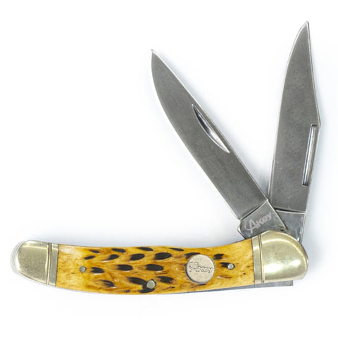 Jigged Bone Yellow pocket Hunter Knife