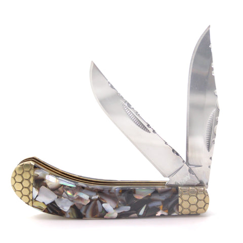 Abalone Stone Pocket Hunter Knife
