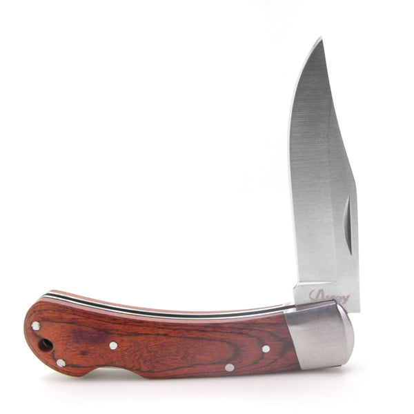 Wood handle clip Blade Lockback Knife