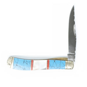 Synthetic Turquoise Slimline Trapper Knife