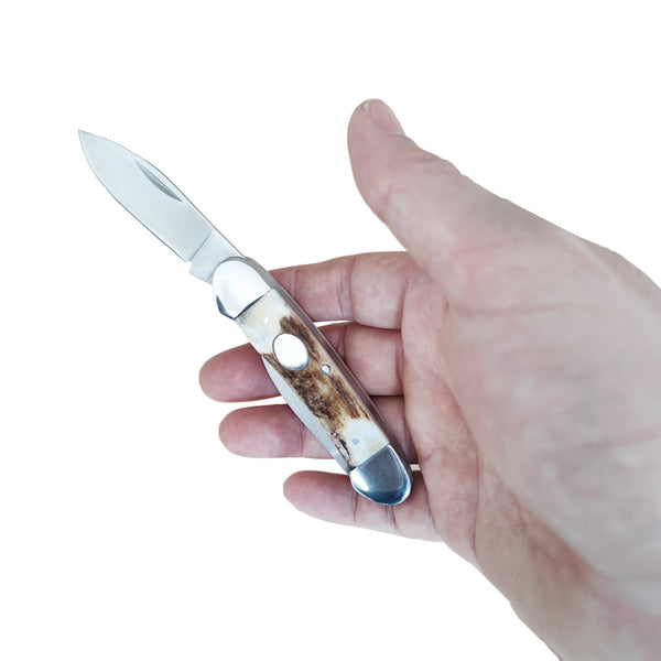 Genuine Stag Butter Bean Folding Knife