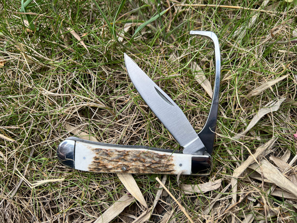 Farriers Trapper Genuine Stag Horseman Stockyard Folding Knife