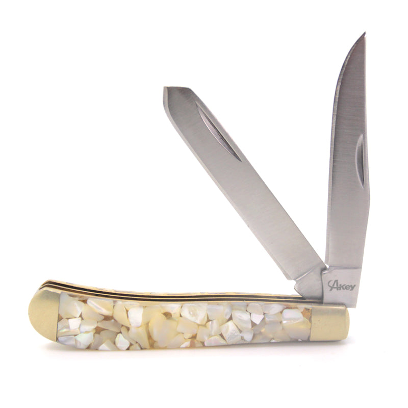 Abalone White Stones Trapper Knife